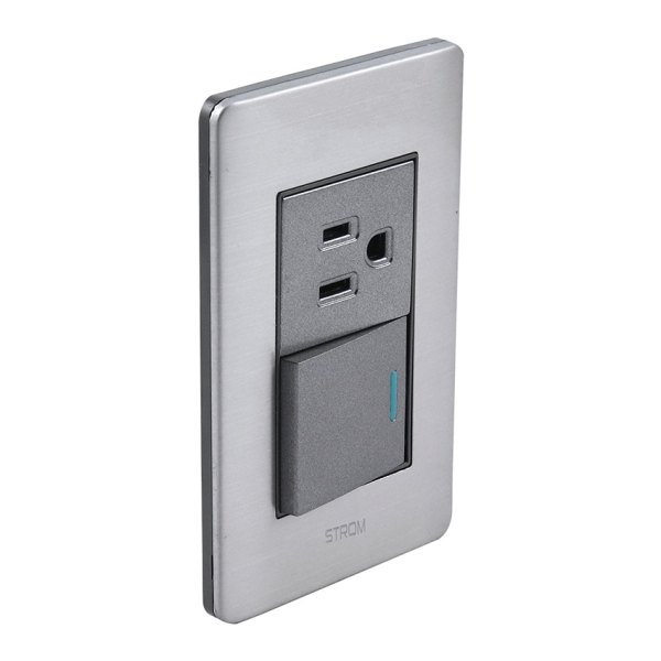 PLACA CON INTERRUPTOR DE ESCALERA Y CONTACTO SENCILLO 36 mm