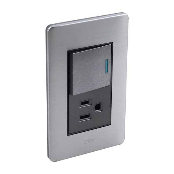 PLACA CON INTERRUPTOR SENCILLO Y CONTACTO ATERRIZADO 36 mm