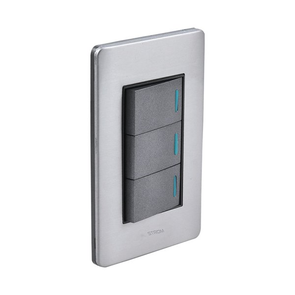 PLACA CON INTERRUPTOR TRIPLE DE ESCALERA 72 mm