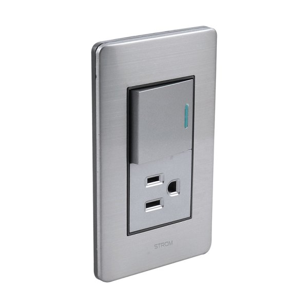 PLACA CON INTERRUPTOR SENCILLO Y CONTACTO ATERRIZADO 36 mm